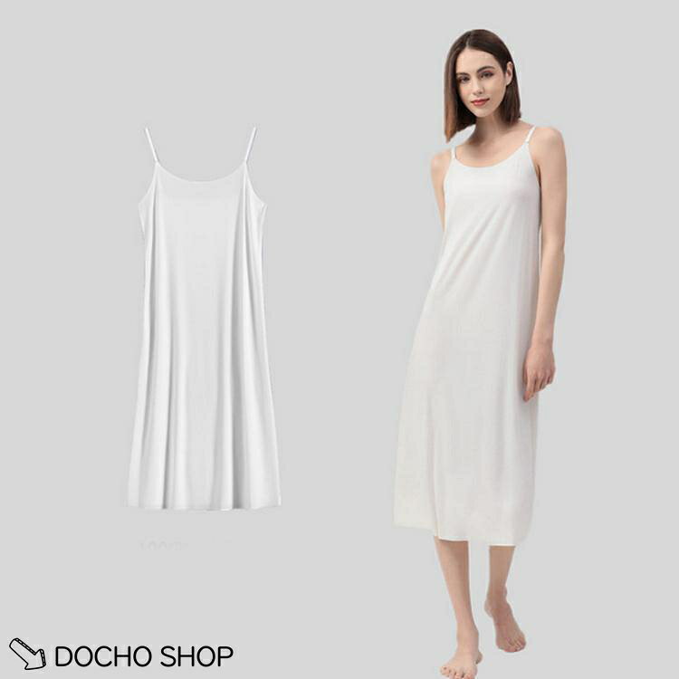 DOCHOSHOP楽天市場店のインナー さらさら 冷感 キャミソールワンピース 冷感 重ね風 ノースリーブ タンク ペチコート ワンピース 吸汗速乾 肌着 ひんやり スリップ｜アングル3