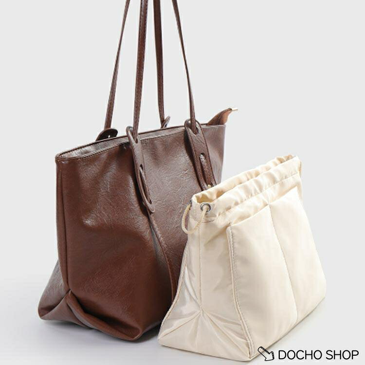 DOCHOSHOP楽天市場店の整理 大容量 自立 トートバッグ リュック 軽い バックインバック 大きめ 小さめ バッグインバッグ 4サイズ ショルダー ファスナー 軽量 インナー｜アングル3