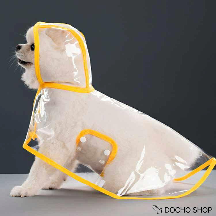 DOCHOSHOP楽天市場店の犬服 ドッグウェア 中型犬 犬用透明レインコート ポンチョ型 フード付き 雨具 レインウェア 雨除け 帽子付き ペット服 レインポンチョ 小型犬 梅雨｜アングル2