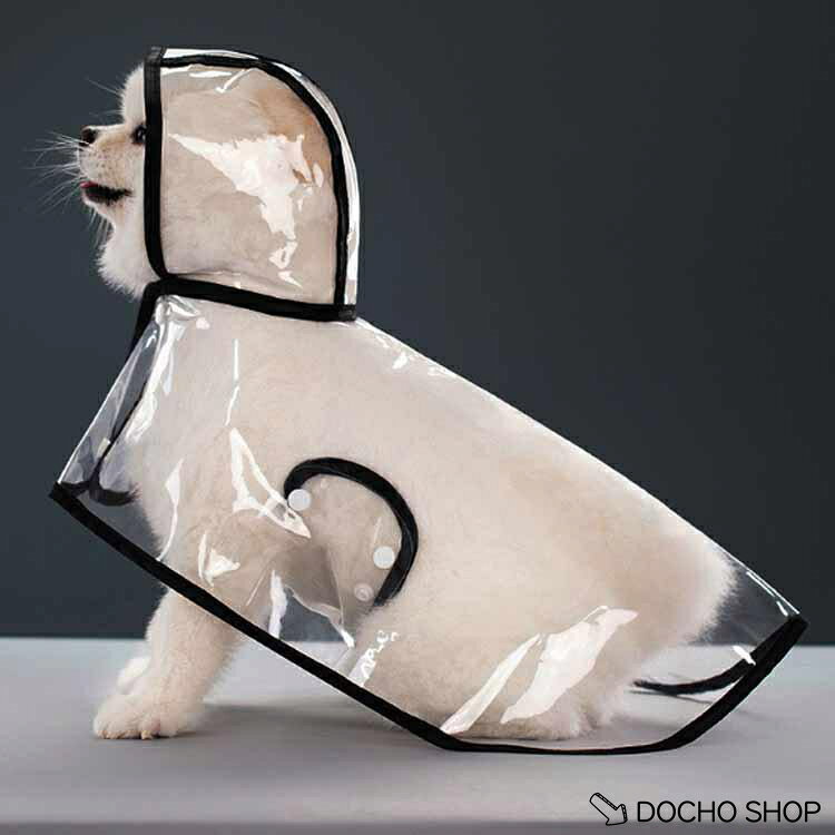 DOCHOSHOP楽天市場店の犬服 ドッグウェア 中型犬 犬用透明レインコート ポンチョ型 フード付き 雨具 レインウェア 雨除け 帽子付き ペット服 レインポンチョ 小型犬 梅雨｜アングル3