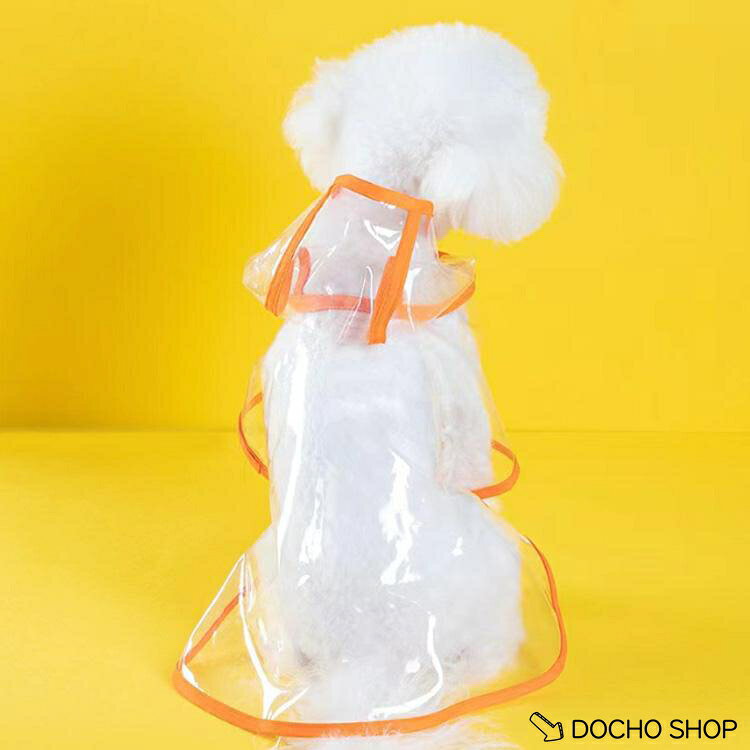 DOCHOSHOP楽天市場店の【楽天スーパーSALE】犬用 ペット用カッパ ポンチョ型 小型犬 ドッグウェア レインコート レインウェア フード付き 帽子付｜アングル3