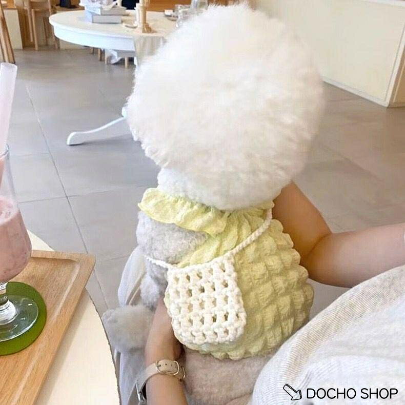 DOCHOSHOP楽天市場店のドッグウェア 春夏 犬服 ポコポコ キャミソール 涼しい 犬の服 可愛い 柔らかい 伸縮性抜群 袖なし ノースリーブ 猫服 おしゃれ ペアルック｜アングル3