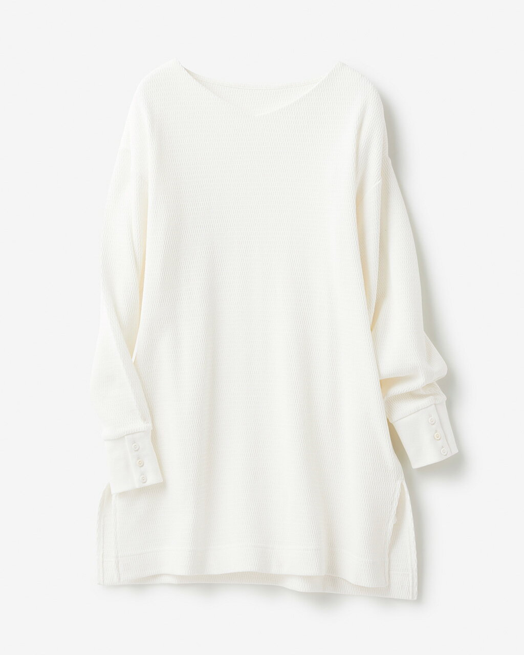 【ドゥクラッセ】 ハニカムワッフル ・ 浅Vネックチュニック レディース ( S〜XXL ) 30代 40代 50代 大人、輝く服 【DoCLASSE】