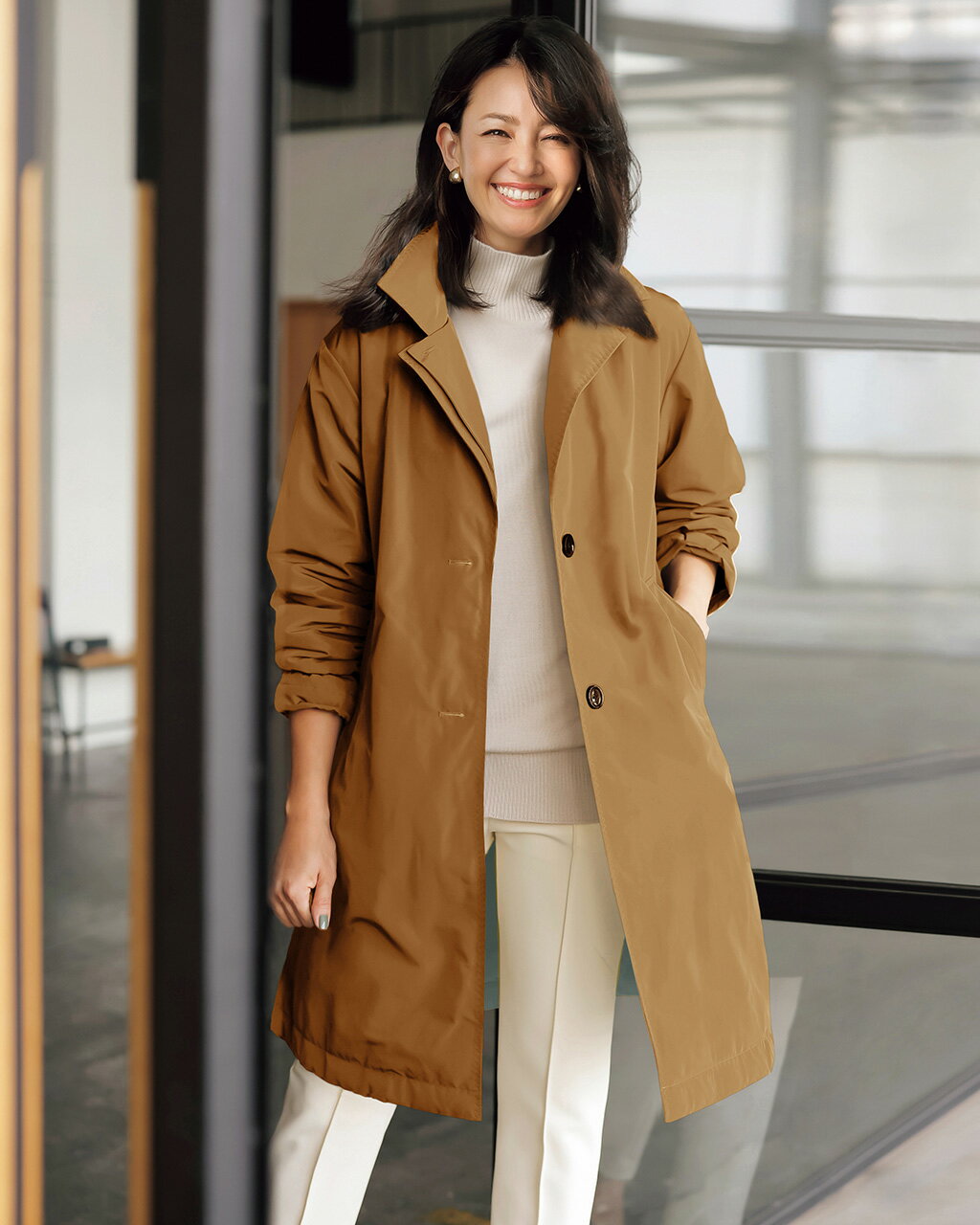 【お買い物マラソンポイント5倍】【特別価格】【ドゥクラッセ】 マジカルサーモ ・ グログランミドルコート レディース ( S〜XXL ) 30代 40代 50代 大人、輝く服 【DoCLASSE】 軽量 アウター