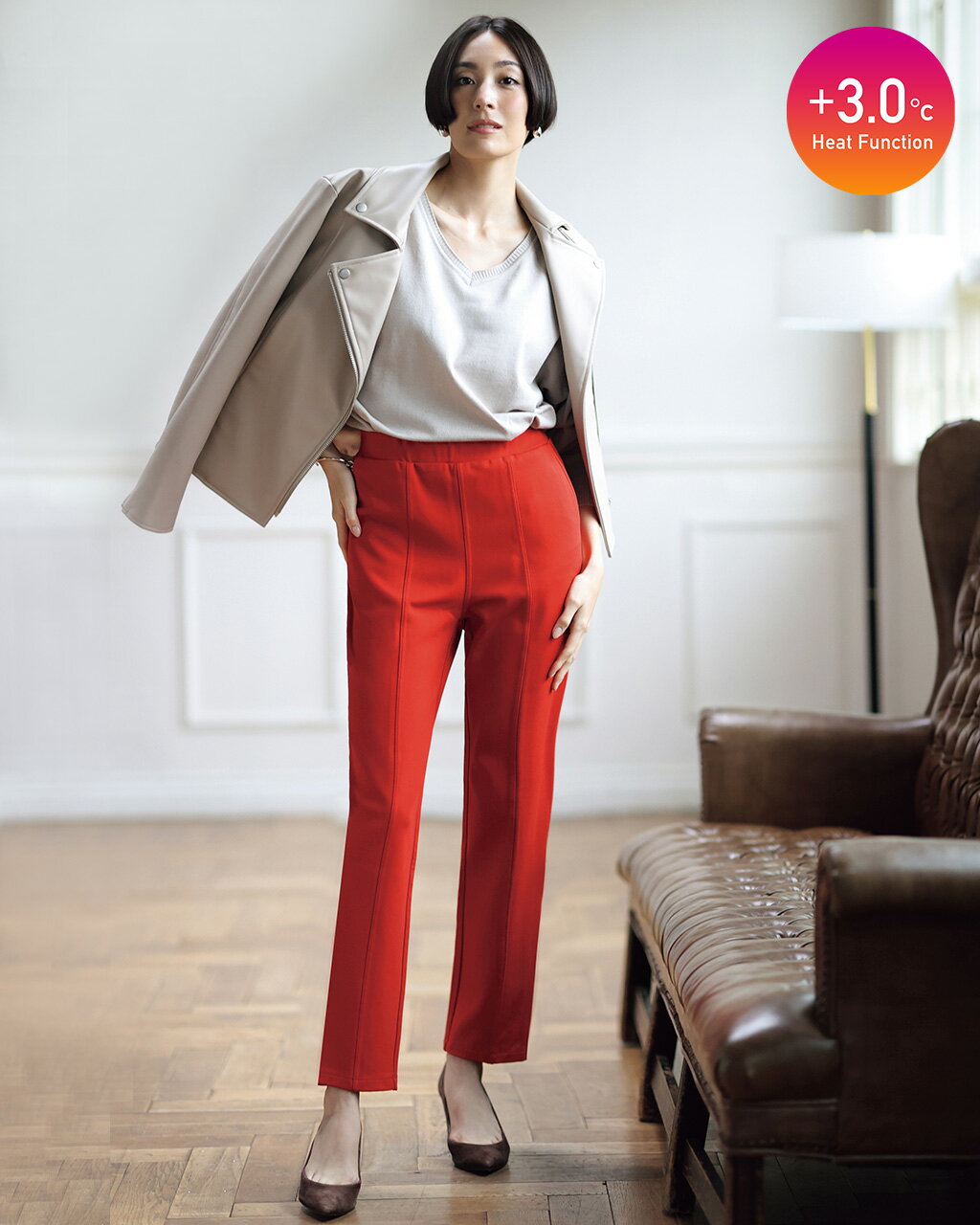 【お買い物マラソンポイント5倍】【ドゥクラッセ】 パンツ □ストレッチサーモ ・ ピンタックストレート68 レディース ( 7〜15 ) おしゃれ きれいめ 30代 40代 50代 大人、輝く服 【DoCLASSE】