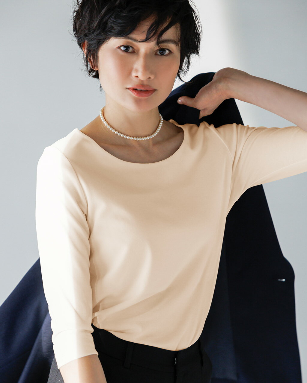 セール20%OFF 【ドゥクラッセ】 Tシャツ カットソー ハイカウントコットン ・ ジャケットイン レディース ( S～XXL ) おしゃれ きれいめ 30代 40代 50代 大人、輝く服 【DoCLASSE】