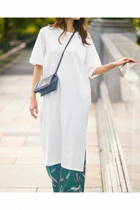 【ドゥクラッセ】 シルキーコットン・サイドスリットチュニック レディース ( S～XXL ) 30代 40代 50代 大人、輝く服 【DoCLASSE】