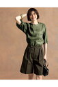 【ドゥクラッセ】 麻混ドライタッチ・ハーフパンツ レディース ( 7~15 ) 30代 40代 50代 大人、輝く服 【DoCLASSE】