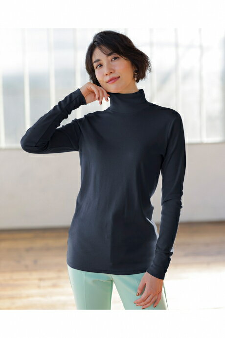 【お買い物マラソンポイント5倍】【ドゥクラッセ】 コットンガーゼ・ハイネック レディース ( S〜XXL ) 30代 40代 50代 大人、輝く服 【DoCLASSE】