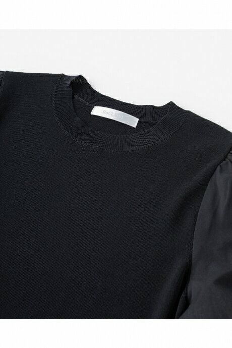 【ドゥクラッセ】 総針編み・布帛スリーブチュニック レディース ( S〜XXL ) 30代 40代 50代 大人、輝く服 【DoCLASSE】