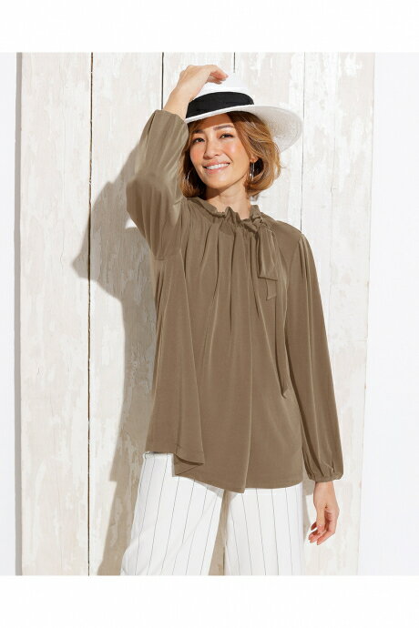 セール64%OFF × トップス トラベルジャージー・ボウタイブラウス レディース ( S〜XXL ) 30代 40代 50代 大人、輝く服 