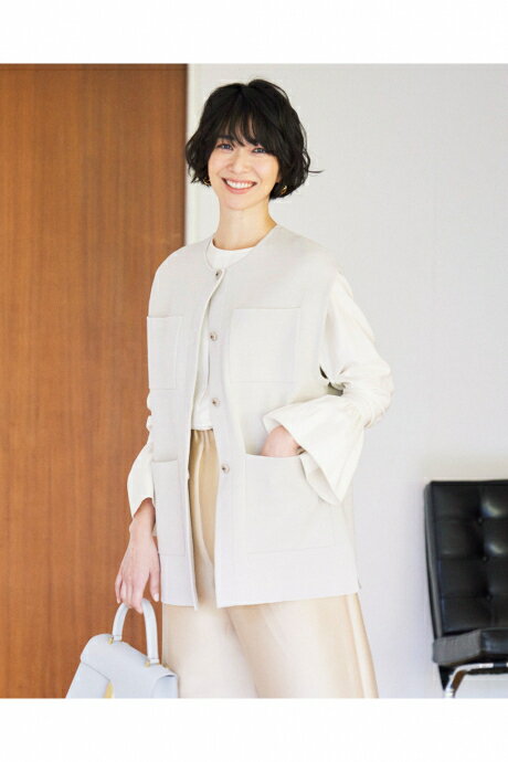 【お買い物マラソンポイント5倍】【ドゥクラッセ】 コットンミラノ・ボタンデザインジレ レディース ( S/M〜XXL ) 30代 40代 50代 大人、輝く服 【DoCLASSE】