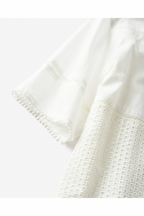 【ドゥクラッセ】 レース切替・ブラウスチュニック レディース ( 7〜15 ) 30代 40代 50代 大人、輝く服 【DoCLASSE】