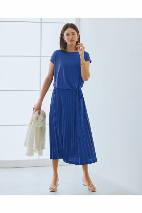 【ドゥクラッセ】 UVスラブ・プリーツワンピース レディース ( S〜XXL ) 30代 40代 50代 大人、輝く服 【DoCLASSE】のサムネイル