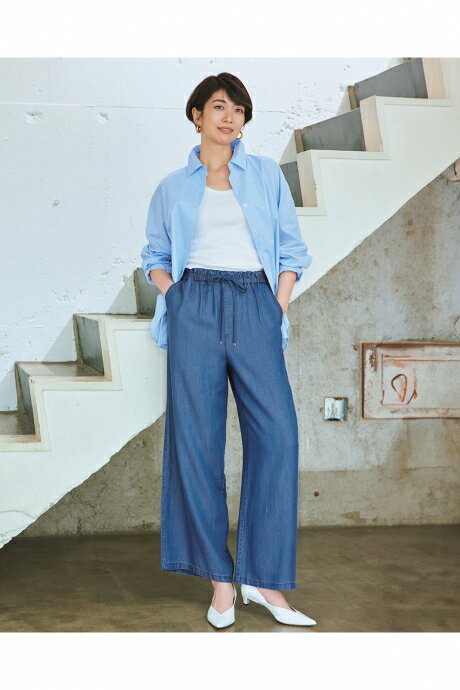 【ドゥクラッセ】 メルティーデニム・ドロストセミワイド レディース ( 7～15 ) 30代 40代 50代 大人、輝く服 【DoCLASSE】