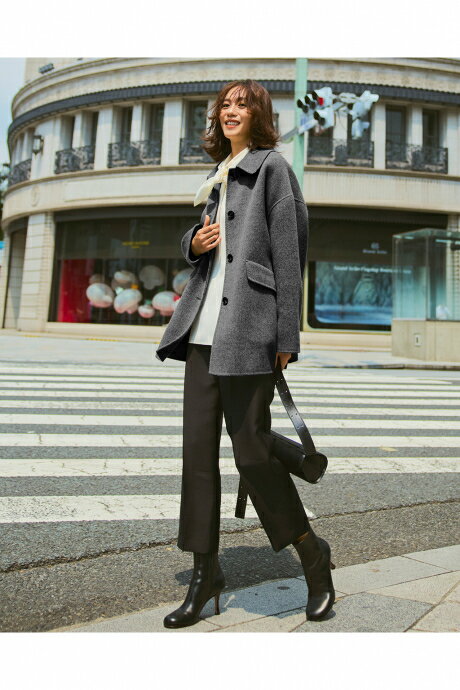 【ドゥクラッセ】 ピュアウールリバー・ミドルステンコート レディース ( 7〜15 ) 30代 40代 50代 大人、輝く服 【DoCLASSE】