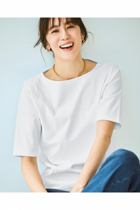 Rakuten - 【ドゥクラッセ】 ボートネックN／5分袖・ドゥクラッセTシャツ レディース ( S〜15 ) 30代 40代 50代 大人、輝く服 【DoCLASSE】