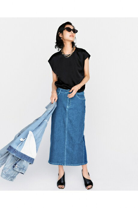 セール7%OFF 【ドゥクラッセ】 イージーストレッチ・切替デニムスカート レディース ( 7〜15 ) 30代 40代 50代 大人、輝く服 【DoCLASSE】 doclasse-10009165 DoCLASSE サンプル画像2