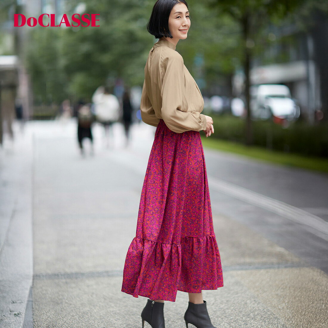 【ドゥクラッセ】 スカート アンティークデシン ・ ティアードスカート レディース ( 7～15 ) おしゃれ きれいめ 30代 40代 50代 大人、輝く服 【DoCLASSE】