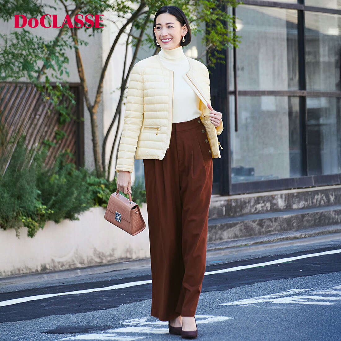 Rakuten - セール30%OFF 【ドゥクラッセ】 パンツ □ウールライク ・ ボタンタックワイド レディース ( 5〜15 ) おしゃれ きれいめ 30代 40代 50代 大人、輝く服 【DoCLASSE】