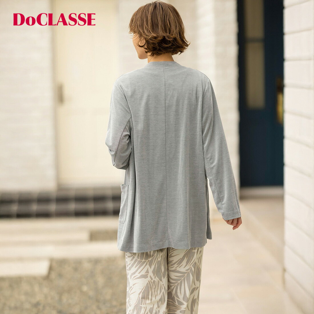 【ドゥクラッセ】 ジャケット グローストレッチ ・ ノーカラージャケット レディース ( S〜XXL ) おしゃれ きれいめ 30代 40代 50代 大人、輝く服 【DoCLASSE】