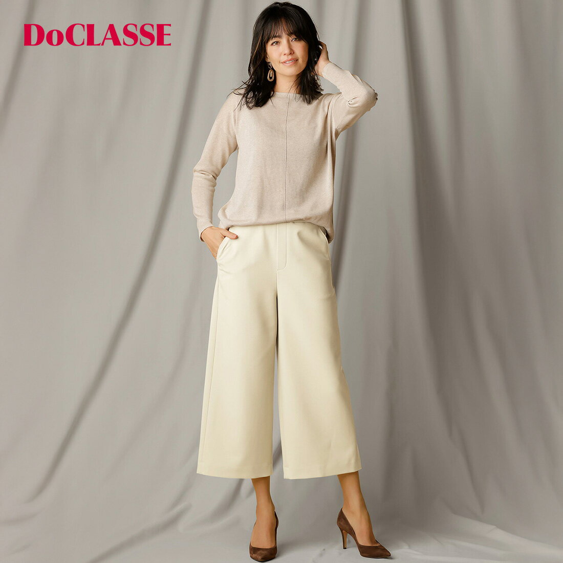 【ドゥクラッセ】 パンツ □カルゼストレッチ ・ チャームセミワイド レディース ( 7～15 ) おしゃれ きれいめ 30代 40代 50代 大人、輝く服 【DoCLASSE】