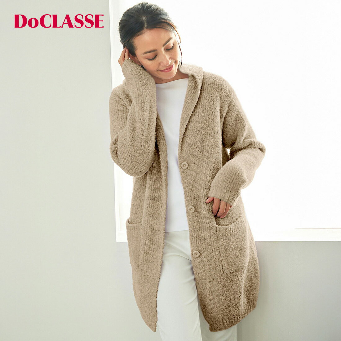 【ドゥクラッセ】 Nukle ・ テディロングフーディ レディース ( S/M〜XXL ) 30代 40代 50代 大人、輝く服 【DoCLASSE】