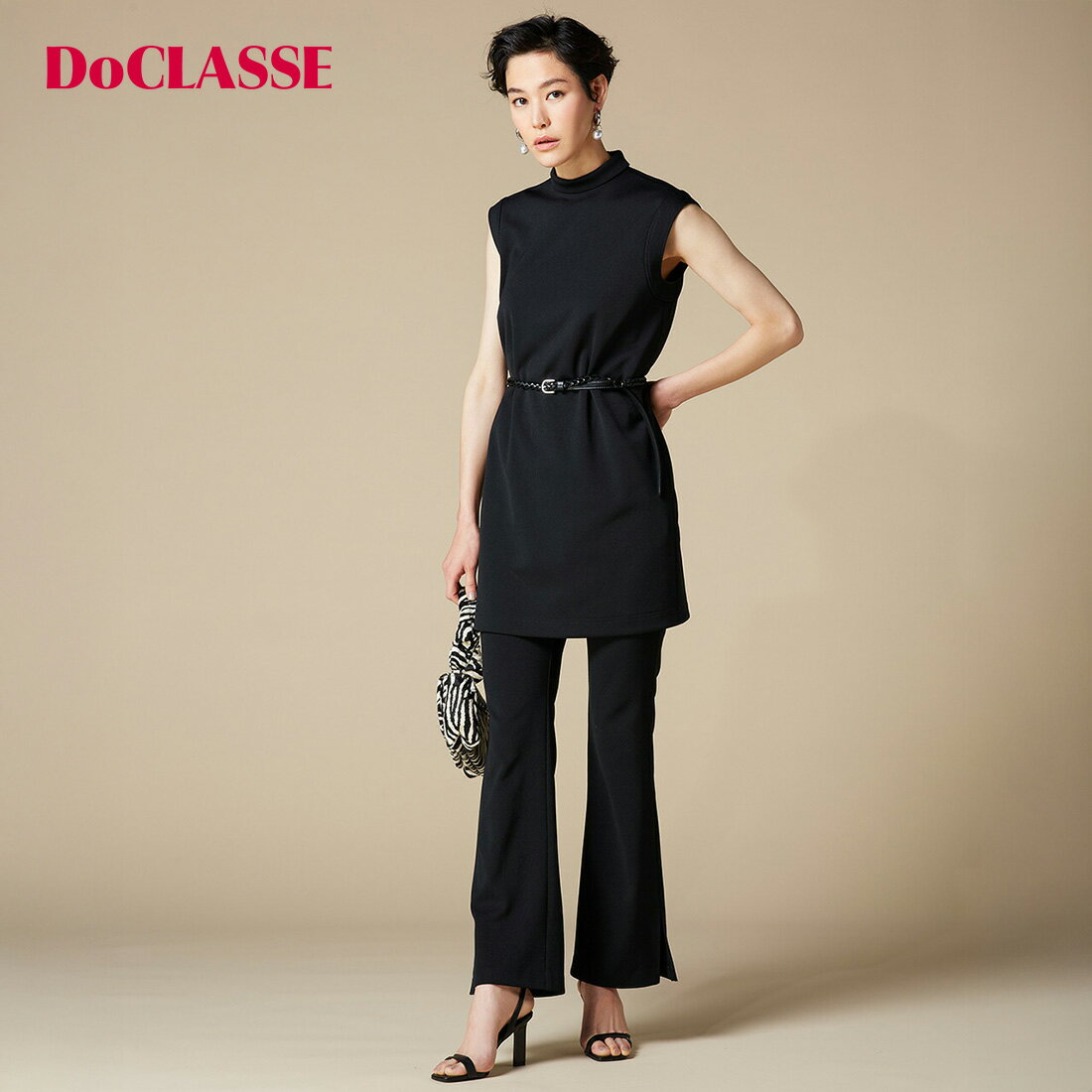 【ドゥクラッセ】 チュニック リュクスストレッチ ・ ハイネックロングトップス レディース ( 7～15 ) おしゃれ きれいめ 30代 40代 50代 大人、輝く服 【DoCLASSE】