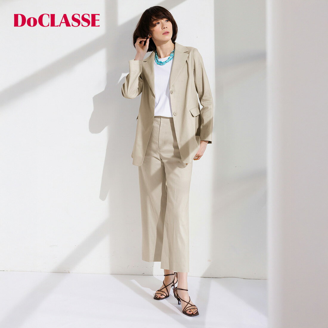 Rakuten - セール47%OFF 【ドゥクラッセ】 ボトムス パンツ □フレンチ麻ストレッチ ・ ワイドパンツ レディース ( 7〜15 ) おしゃれ きれいめ 30代 40代 50代 大人、輝く服 【DoCLASSE】