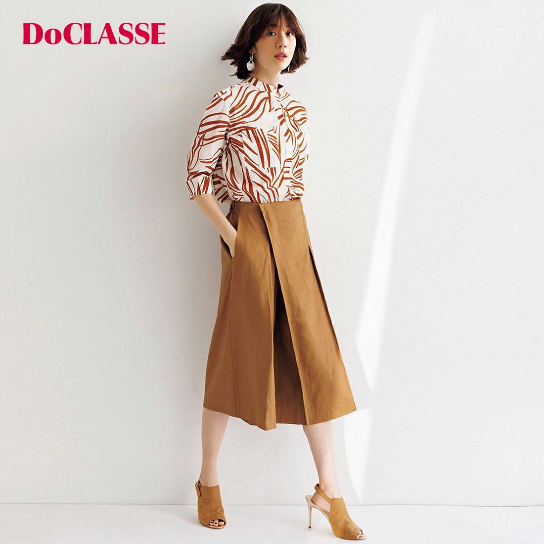 セール36%OFF  パンツ ストレッチリネン ・ スカートライクパンツ レディース ( 7〜15 ) おしゃれ きれいめ 30代 40代 50代 大人、輝く服 