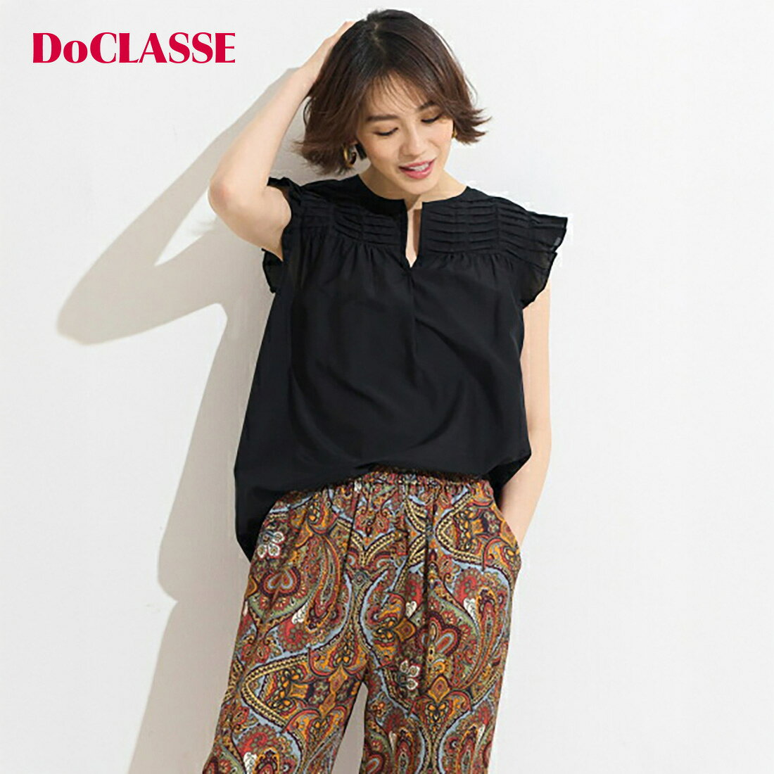 Sleeveless - セール41%OFF 【ドゥクラッセ】 シャツ ブラウス コットンシルク・ピンタックブラウス レディース ( 7〜15 ) おしゃれ きれいめ 30代 40代 50代 大人、輝く服 【DoCLASSE】