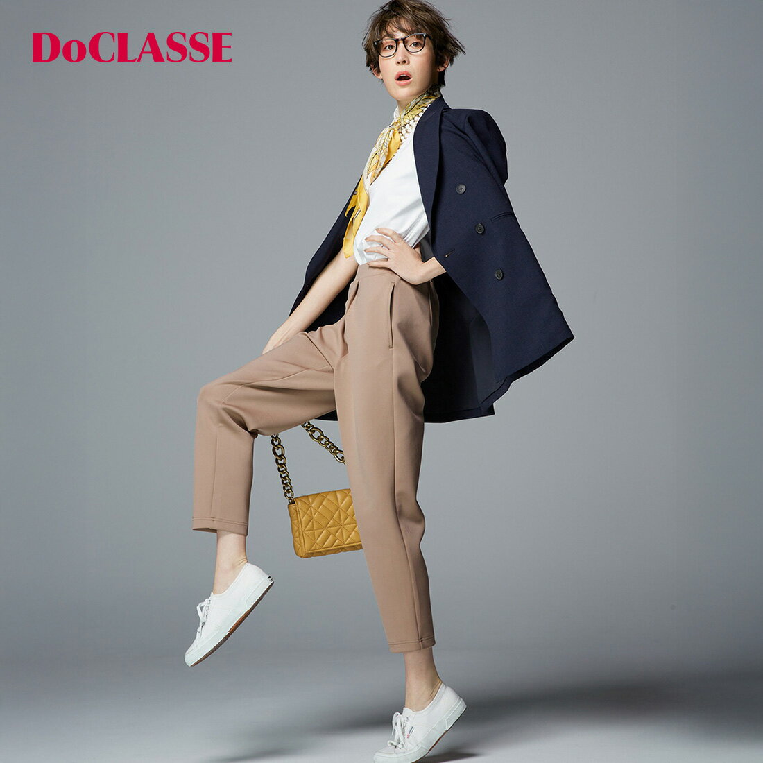 【ドゥクラッセ】 □ダブル編みジャージー ・ テーパード レディース ( S〜XXL ) 30代 40代 50代 大人、輝く服 【DoCLASSE】