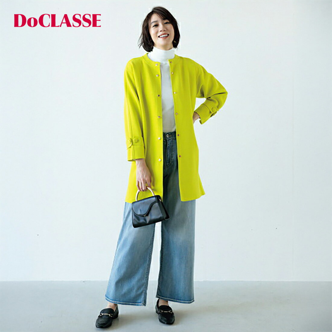 タグ付き未使用　ドゥクラッセ　ミラノリブ・ウール混ダブルジャケット　ネイビー ドゥクラッセ DoCLASSE ミラノリブ・ウール混ダブルジャケット