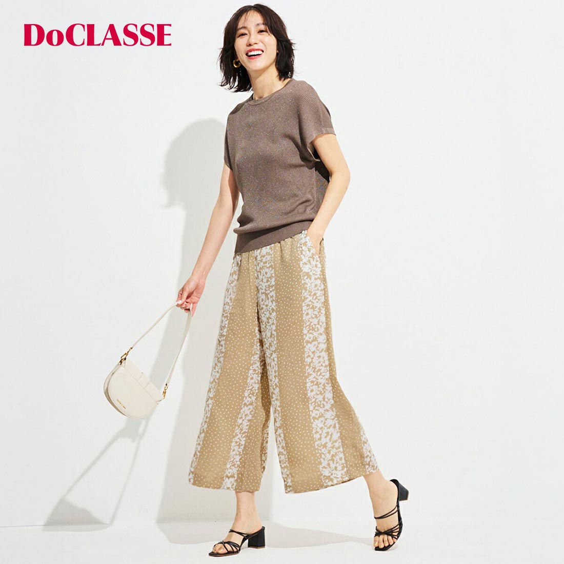 セール45%OFF  ボトムス パンツ □とろみシフォン ・ プリントパンツ レディース ( 7〜15 ) おしゃれ きれいめ 30代 40代 50代 大人、輝く服 
