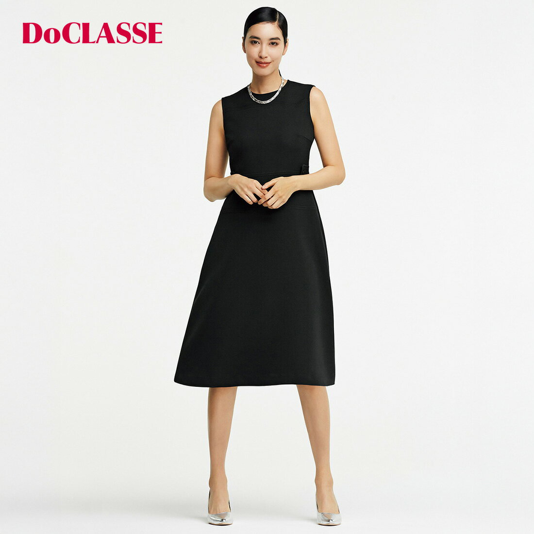 セール35%OFF 【ドゥクラッセ】 ワンピース トリプルクロス ・ ボタンデザインワンピース レディース ( 7〜15 ) おしゃれ きれいめ 30代 40代 50代 大人、輝く服 【DoCLASSE】