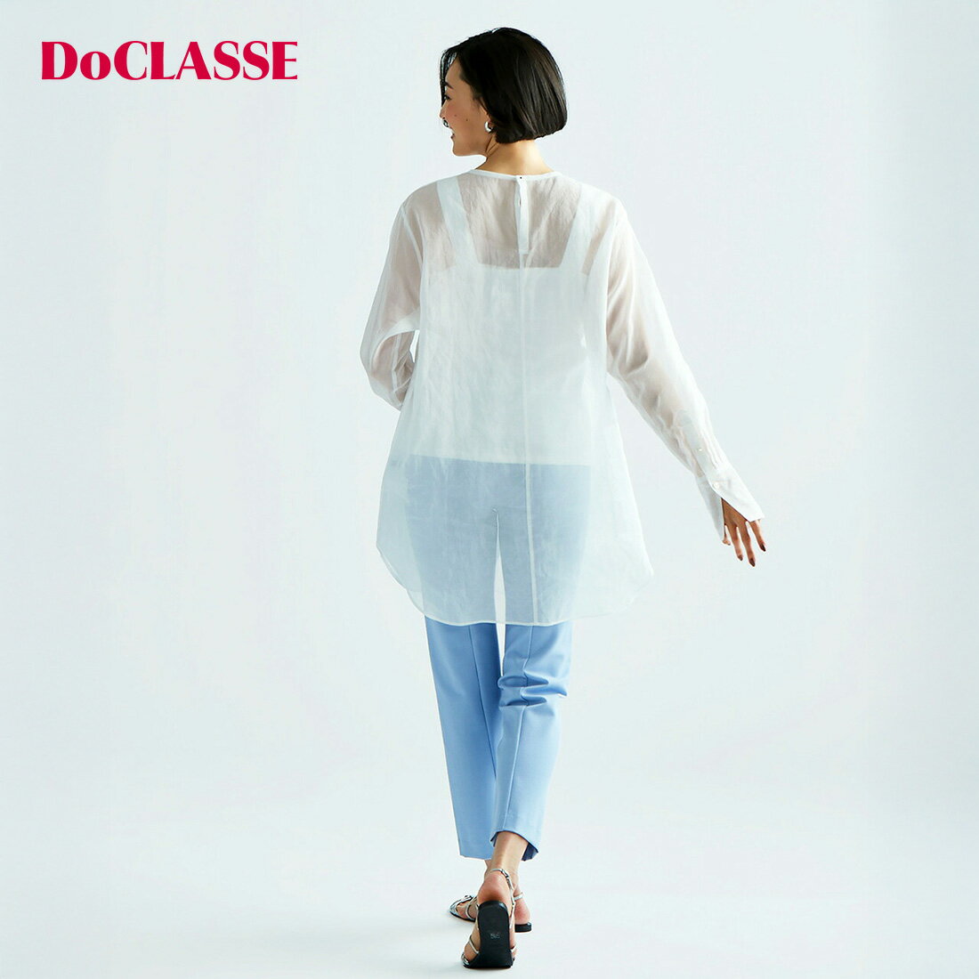【ドゥクラッセ】 チュニック ドライタッチ ・ オーガンジーチュニック レディース ( 7～15 ) おしゃれ きれいめ 30代 40代 50代 大人、輝く服 【DoCLASSE】