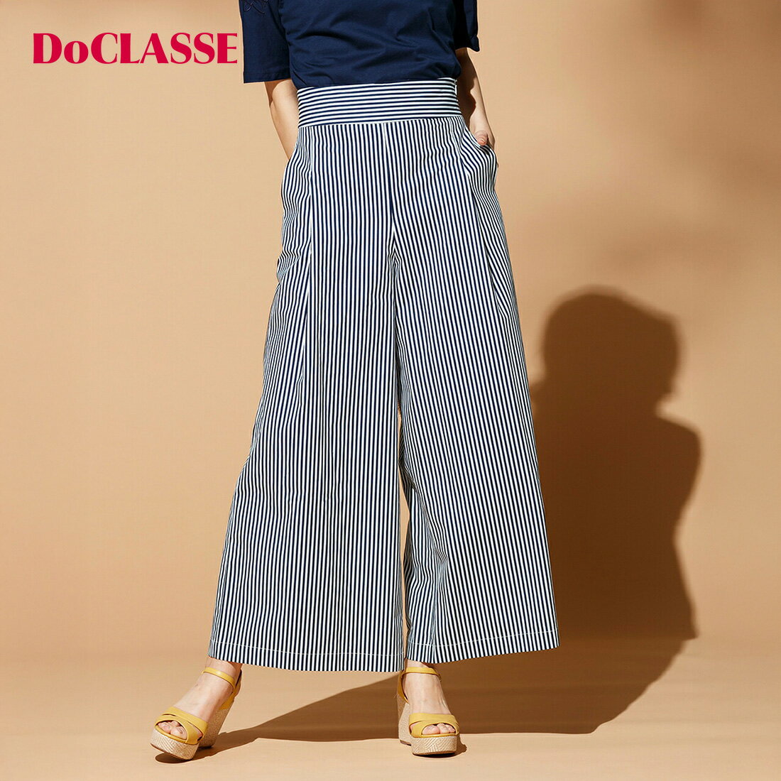 樂天商城 - セール56%OFF 【ドゥクラッセ】 ボトムス パンツ 細ストライプ ・ ワイドパンツ レディース ( 7〜15 ) おしゃれ きれいめ 30代 40代 50代 大人、輝く服 【DoCLASSE】
