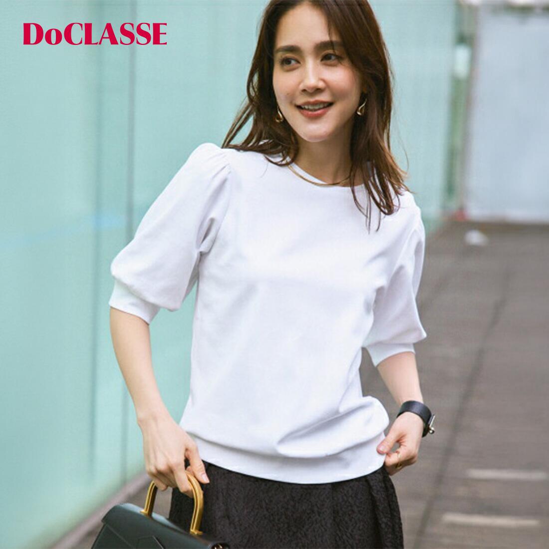 樂天商城 - 【ドゥクラッセ】 Tシャツ・カットソー コットンポンチ・ パフ袖プルオーバー レディース ( S〜15 ) 30代 40代 50代 大人、輝く服 【DoCLASSE】