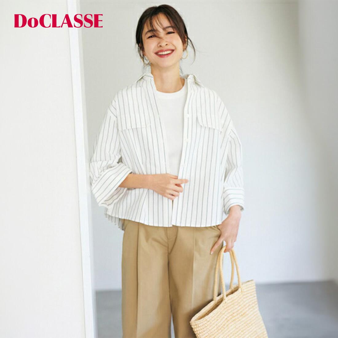樂天商城 - 【ドゥクラッセ】 シャツ・ブラウス オックスストライプ・シャツジャケット レディース ( 7〜15 ) 30代 40代 50代 大人、輝く服 【DoCLASSE】