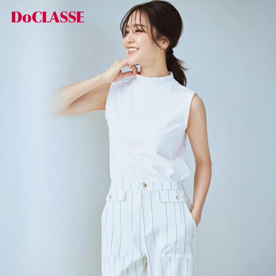 樂天商城 - 【ドゥクラッセ】 Tシャツ・カットソー ハイネック／ノースリーブ・ドゥクラッセTシャツ レディース ( S〜XXL ) 30代 40代 50代 大人、輝く服 【DoCLASSE】
