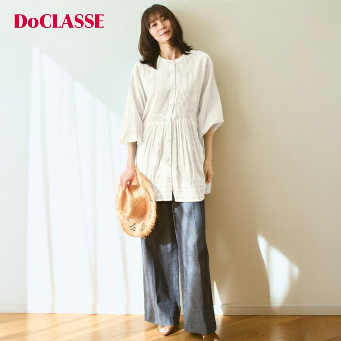樂天商城 - 【ドゥクラッセ】 シャツ・ブラウス コットンボイル・ピンタックロングブラウス レディース ( 7〜15 ) 30代 40代 50代 大人、輝く服 【DoCLASSE】
