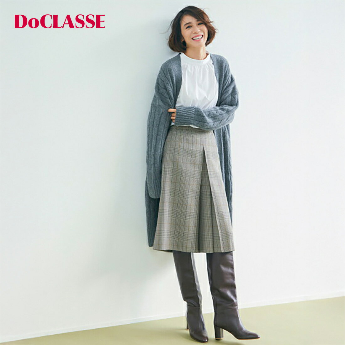 セール20%OFF 【ドゥクラッセ】 パンツ ウール混・チェック柄スカートライクパンツ レディース ( 7～15 ) おしゃれ きれいめ 30代 40代 50代 大人、輝く服 【DoCLASSE】