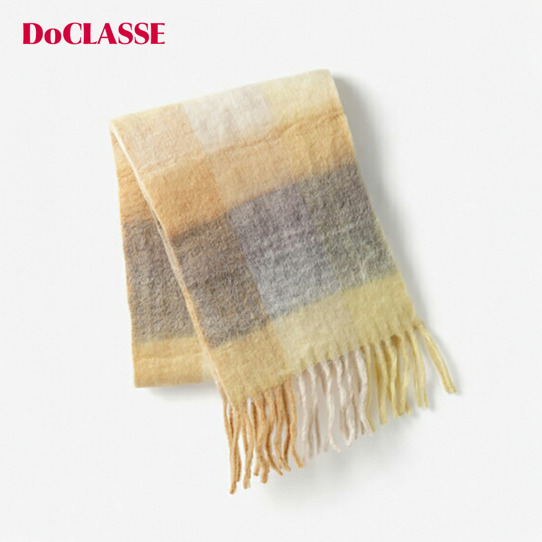 セール20%OFF ×【ポイント10倍】【ドゥクラッセ】 グラデチェック・フラッフィーストール レディース ( F～F ) 30代 40代 50代 大人、輝く服 【DoCLASSE】