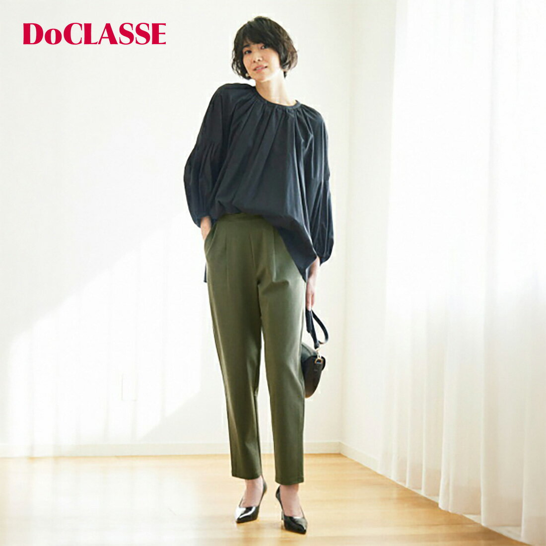Rakuten - セール51%OFF 【ドゥクラッセ】 パンツ イージーポンチ・タックテーパード レディース ( S〜XXL ) おしゃれ きれいめ 30代 40代 50代 大人、輝く服 【DoCLASSE】