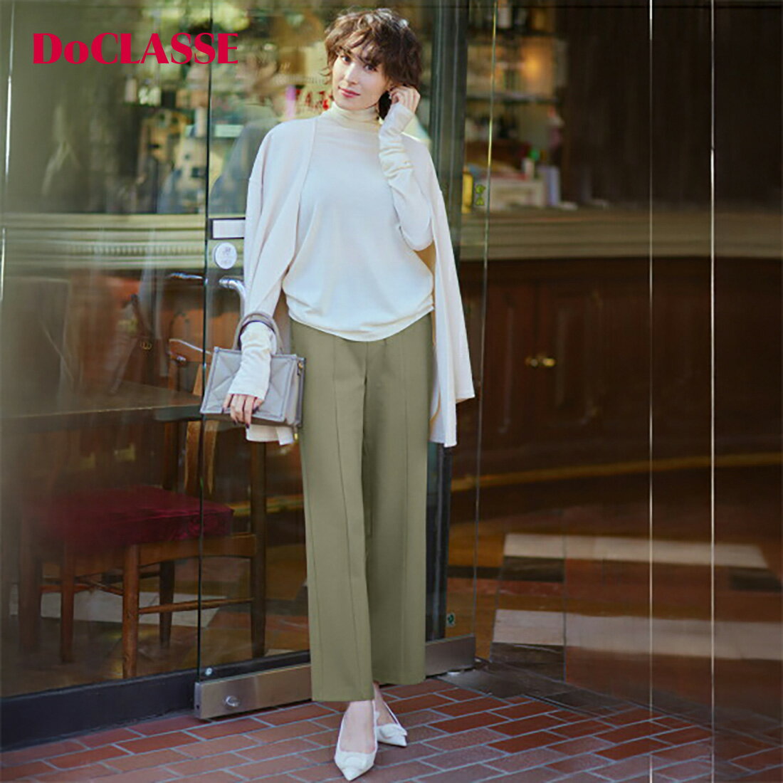 セール29%OFF 【ドゥクラッセ】 パンツ イージーポンチ・ストレートワイド レディース ( S～XXL ) おしゃれ きれいめ 30代 40代 50代 大人、輝く服 【DoCLASSE】