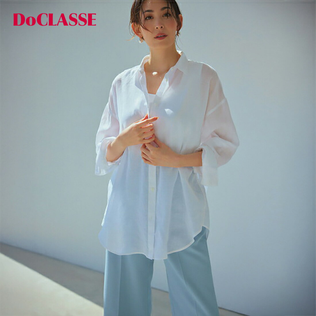 樂天商城 - セール8%OFF 【ドゥクラッセ】 トップス シャツ ブラウス シアーラミー・2WAYデザインシャツ レディース ( 7〜15 ) おしゃれ きれいめ 30代 40代 50代 大人、輝く服 【DoCLASSE】