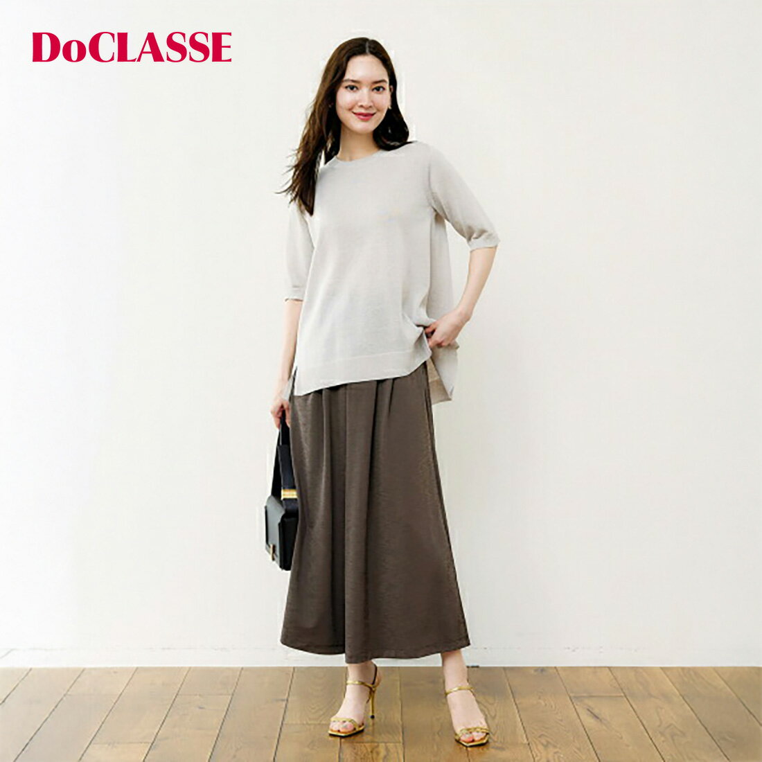 セール20%OFF 【ドゥクラッセ】 パンツ UVスラブ・ギャザーワイドパンツ レディース ( S〜XXL ) おしゃれ きれいめ 30代 40代 50代 大人、輝く服 【DoCLASSE】
