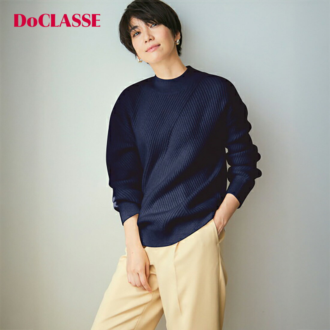 Rakuten - セール55%OFF 【ドゥクラッセ】 サマーニット ストレッチリブ・バイアスデザインセーター レディース ( S〜XL ) おしゃれ きれいめ 30代 40代 50代 大人、輝く服 【DoCLASSE】