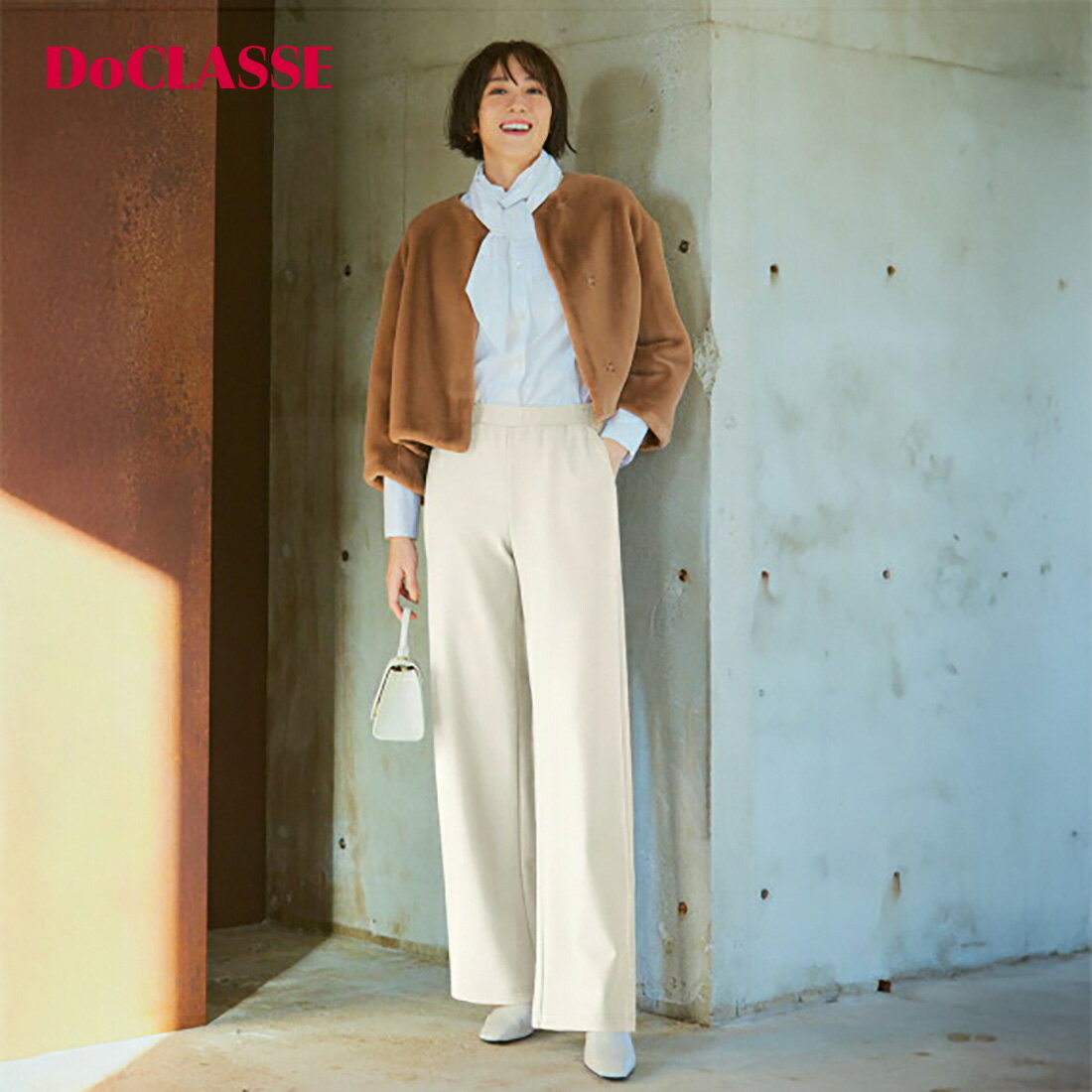 セール26%OFF ×【マラソンポイント5倍】【ドゥクラッセ】 パンツ プレシャスウォームN・セミワイド74cm レディース ( S～XXL ) おしゃれ きれいめ 30代 40代 50代 大人、輝く服 【DoCLASSE】