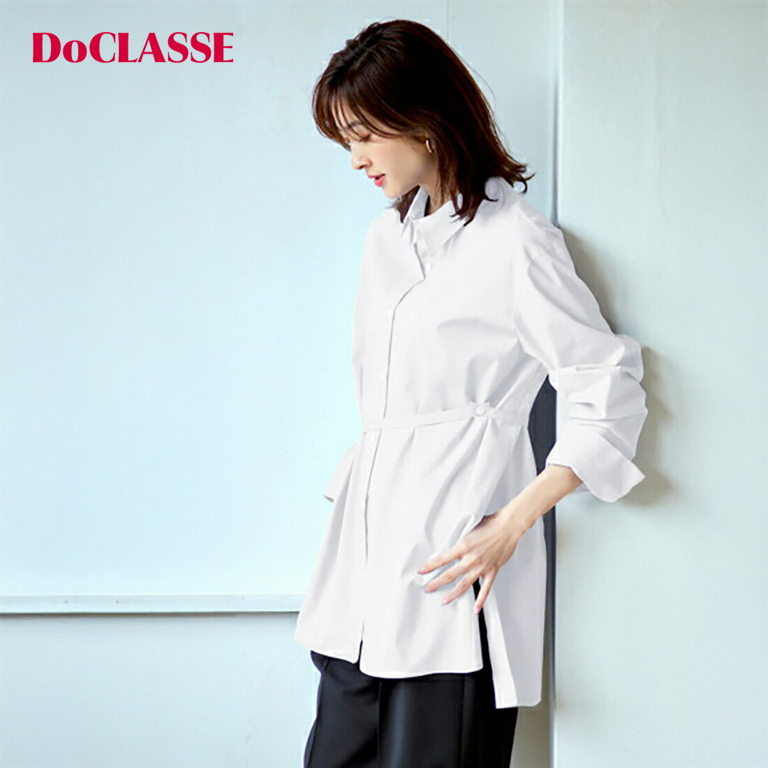 セール45%OFF 【ドゥクラッセ】 チュニック ストレッチコットン・アレンジシャツチュニック レディース ( 7〜13 ) おしゃれ きれいめ 30代 40代 50代 大人、輝く服 【DoCLASSE】